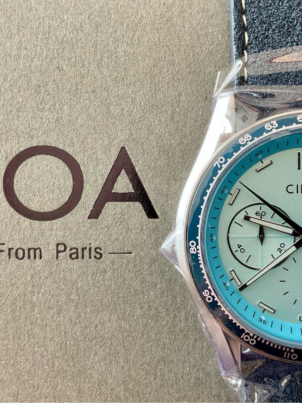 Beautiful NIB Colorful Functional Ciloa 3 Register Chronograph w Tachymeter - Picture 4 of 7